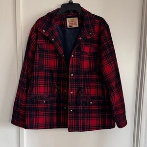 Levi's Red and Black Plaid Shirt Jacket